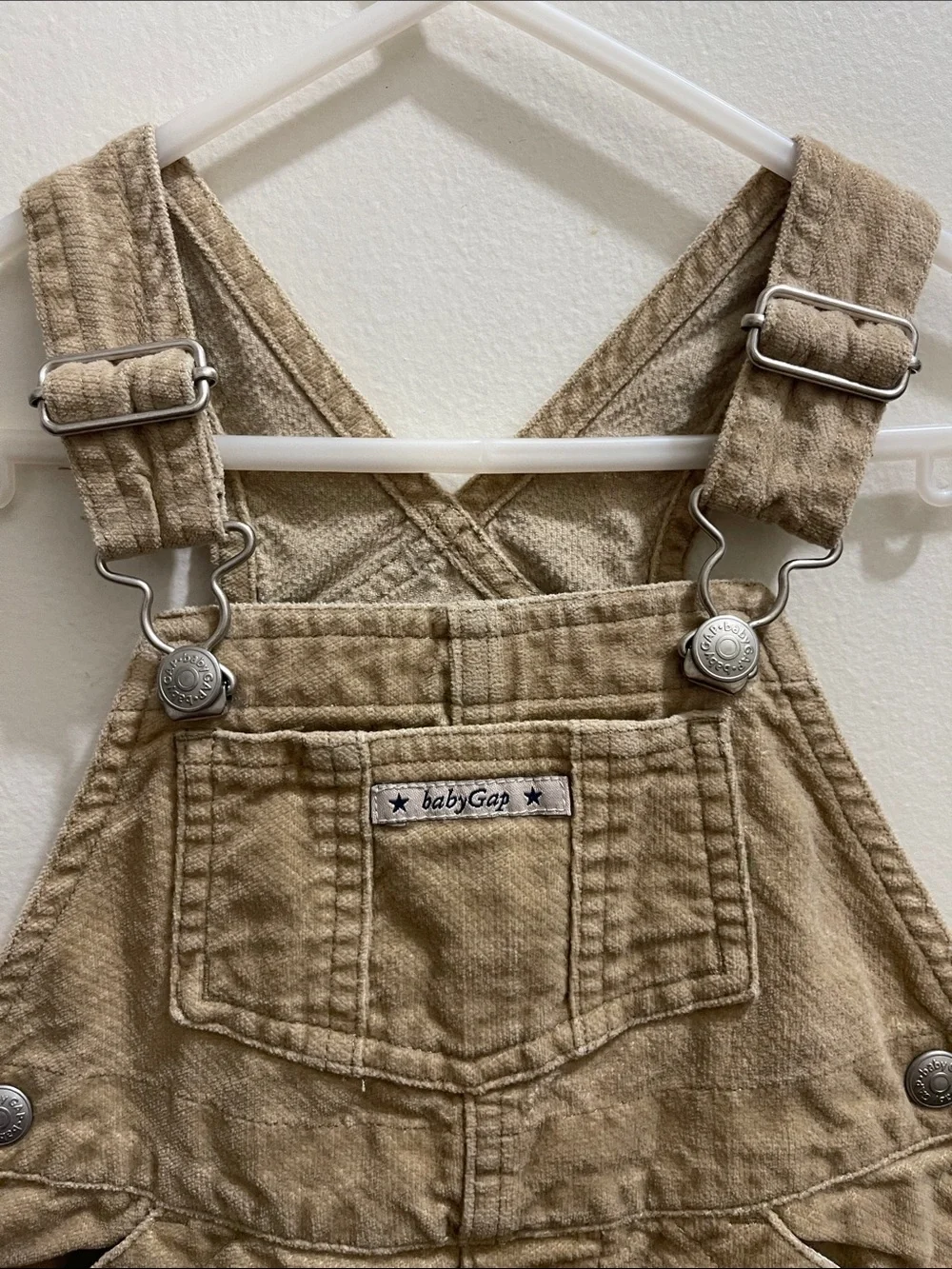 Vintage Baby GAP Beige/Tan Corduroy Kids Overalls Sz 6/12M
